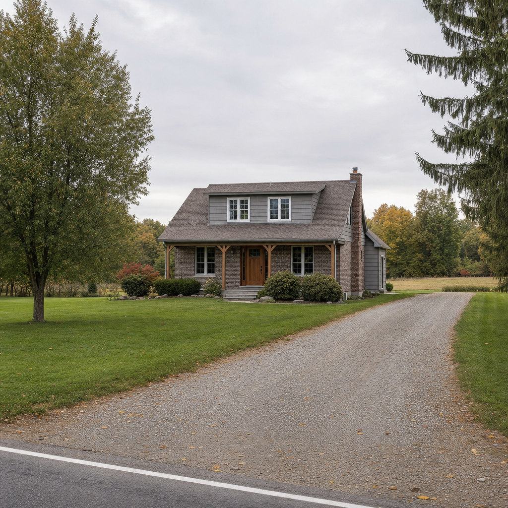 A calm single-family home exterior on a quiet Elmhurst street, representing the household size and daily water use that decides how often a septic tank needs pumping